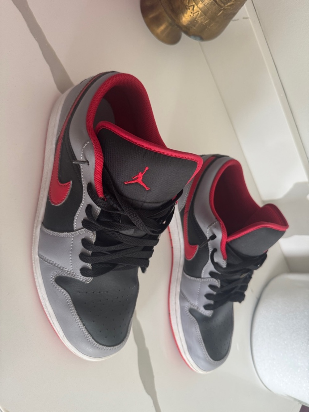 Nike Air Jordan 1 Low Top Sneakers - Black/Gray/Red